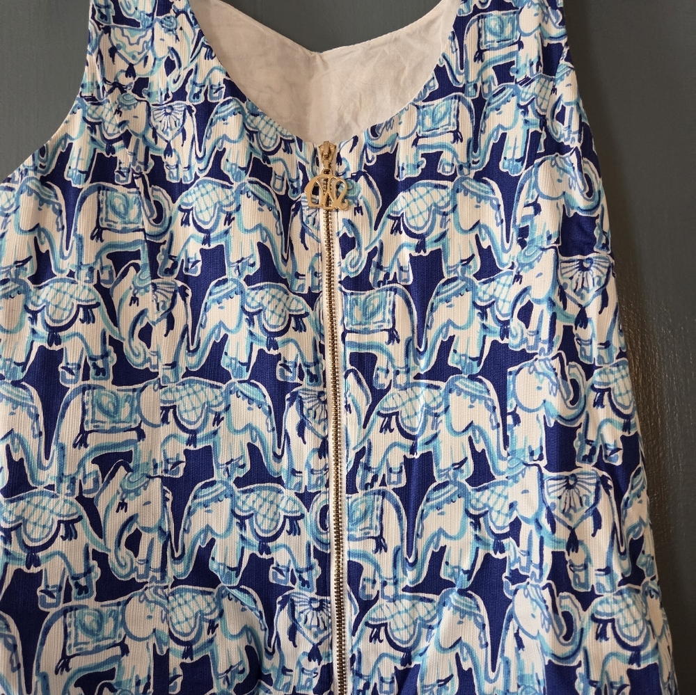 Lilly Pulitzer Cathy Shift Dress In Blue Elephant Print Size 0 - Picture 5 of 7